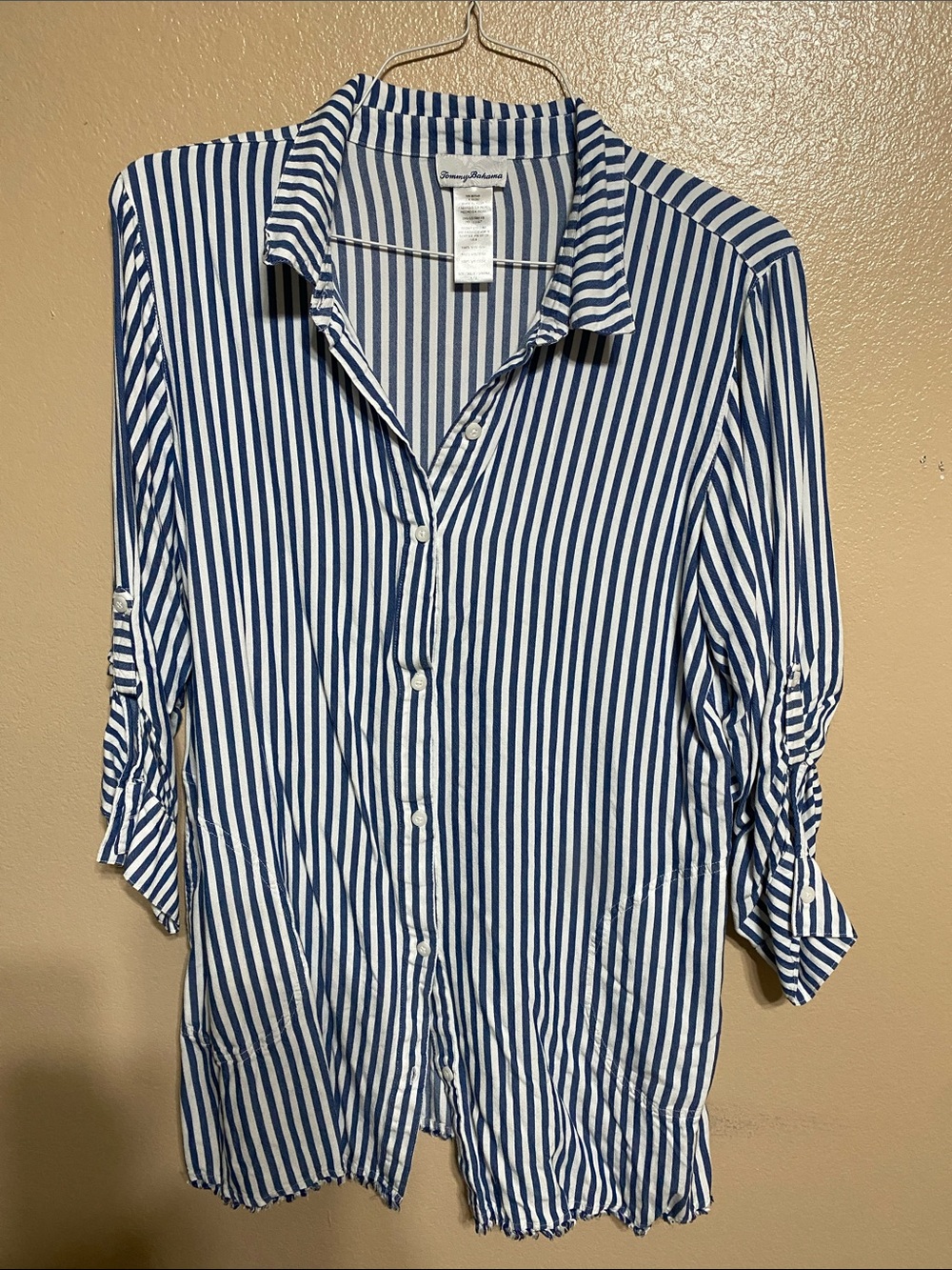 Tommy Bahama Blue and White Striped Mini Dress or swim coverup